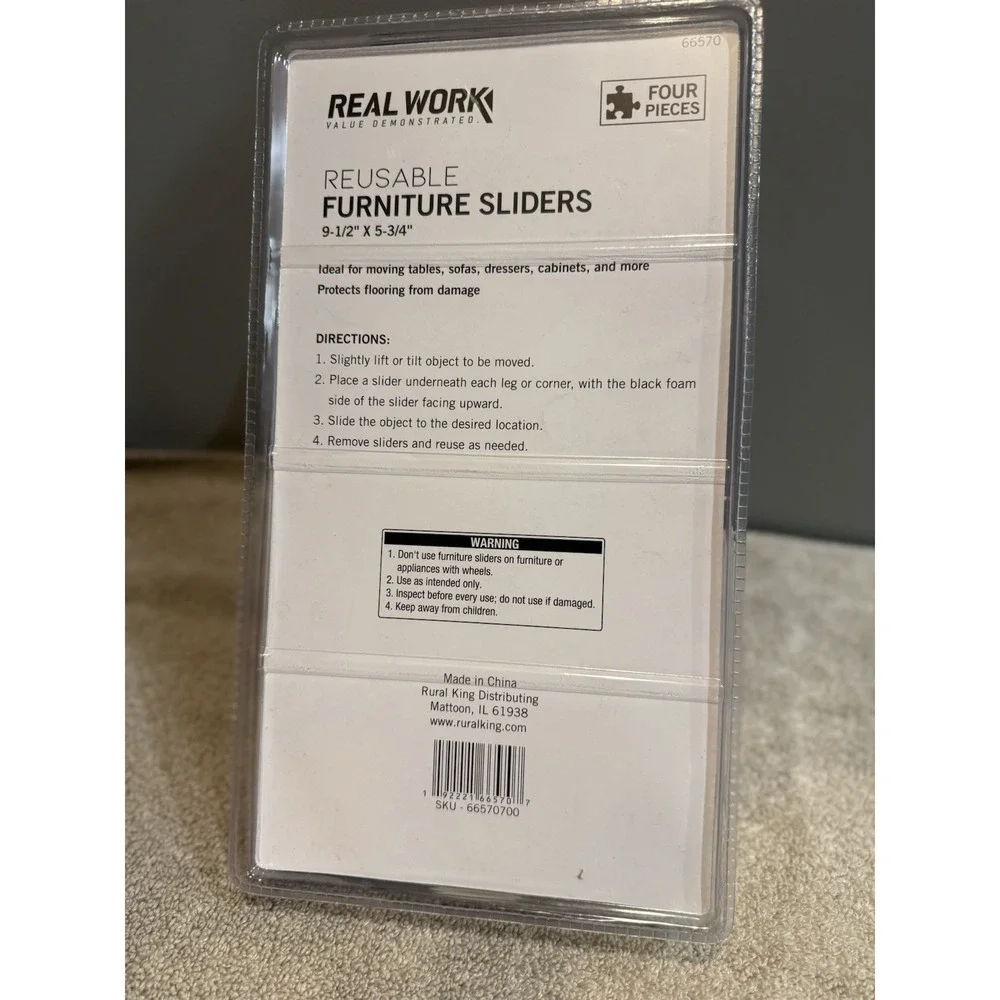Lot Of 2 (4 Packs) Real Work Furniture Slides 9 1/2 X 5 3/4